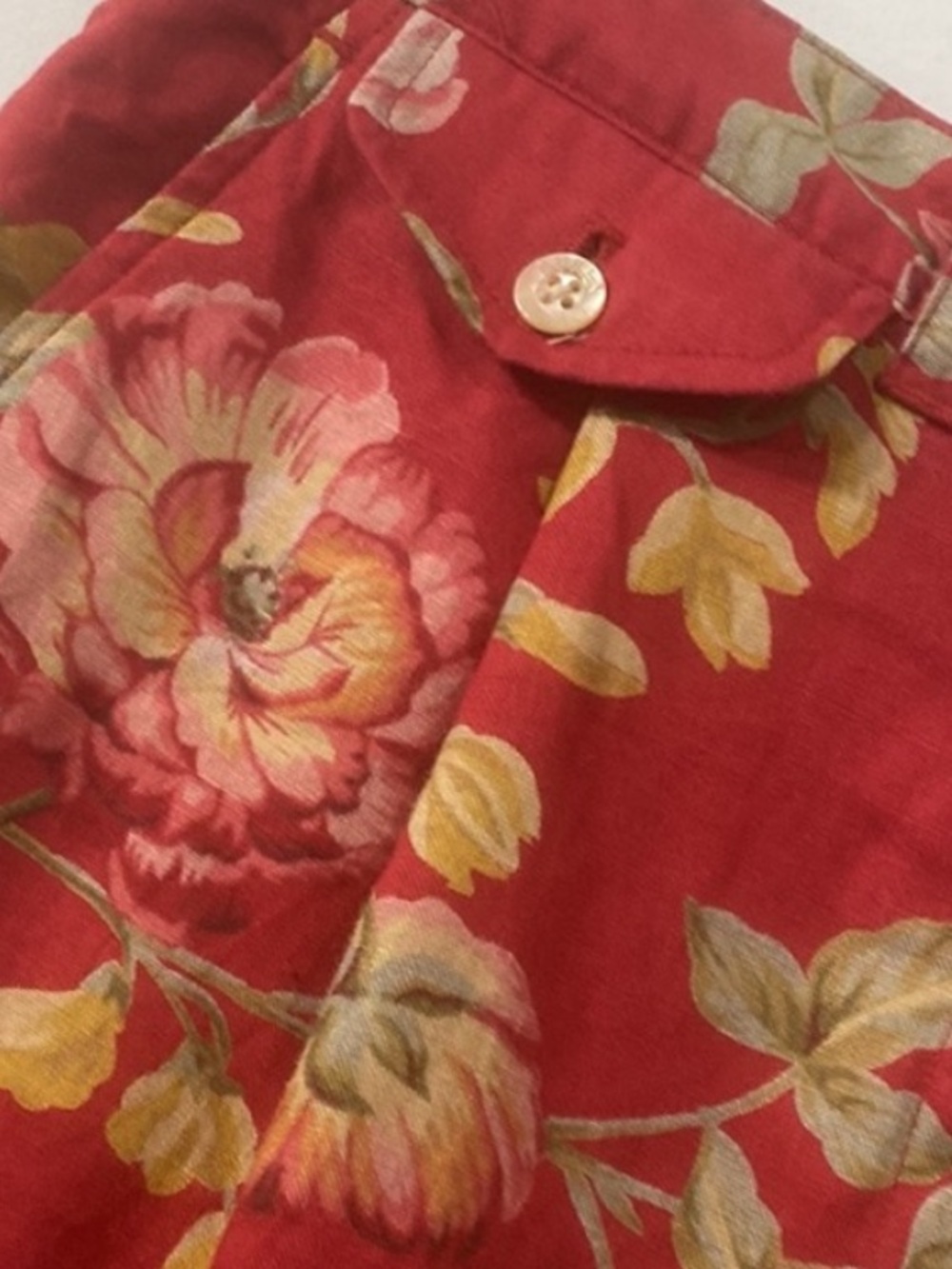 Vintage Ralph Lauren Linen Floral Bermuda Shorts Red Cottagecore 6P - Picture 9 of 15